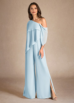 Azazie Halima Mother of the Bride Dresses Sky Blue Jumpsuit/Pantsuit Side Slit Chiffon Dress image6