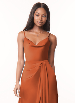 Azazie Brielle Brautjungfernkleider A-Linie Cowl-Spaghettiträger Stretch-Satin Kleid Kanel image4
