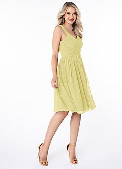 Azazie Angie Abiti da Damigella Abito A-Line in Chiffon Corsetto Sorbetto Al Limone image4