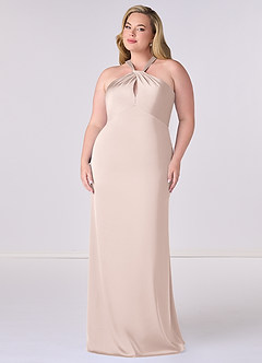 Barbie ♥ Azazie Bridesmaid Dresses Blushing Pink Sheath Stretch Satin Dress image7