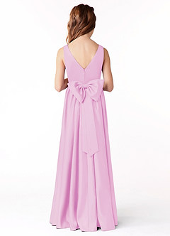 Azazie Hathaway Junior A-Linie Schleifen Matte Satin Kleid Bonbonrosa image2