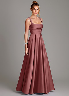 Azazie Azaria Bridesmaid Dresses Amethyst A-Line Corset Stretch Satin Dress image4