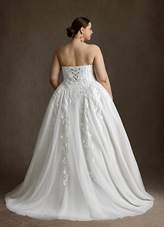 Azazie Sonnet Wedding Dresses Diamond White Ball-Gown Strapless Lace Dress image2