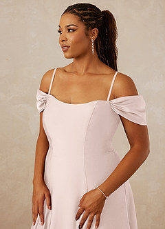 Christian Siriano Bridal for Azazie 1002 Bridesmaid Dresses Blushing Pink A-Line Off the Shoulder Stretch Satin Convertible Dress image9