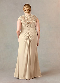 Azazie Birdie Mère de la mariée Robes Robe Trapèze en Mousseline de soie Paillettes Reine Anne Champagne image8