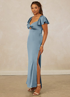 Christian Siriano Bridal for Azazie 1005 Bridesmaid Dresses Dusty Blue Sheath Sweetheart Neckline Stretch Satin Dress image11