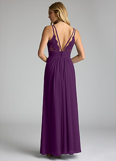 Azazie Maren Allure Bridesmaid Dresses Grape A-Line V-Neck Lace Chiffon Dress image5