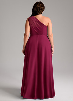 Azazie Phaedra Bridesmaid Dresses Burgundy A-Line One Shoulder Chiffon Dress image8