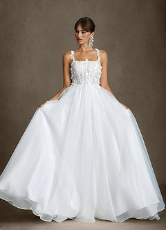 Azazie Gabrielle Wedding Dresses Diamond White Ball-Gown Tulle Dress image7