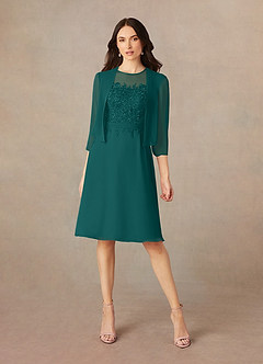 Azazie Klaus Mother of the Bride Dresses Peacock A-Line Scoop Sequins Chiffon Dress image1