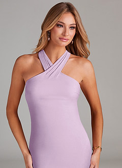 Azazie Doretta Jurken voor thuis passen Jurk van Chiffon met Zeemeermin Geplooid Stoffig Blauw image5