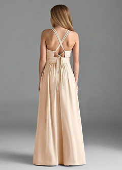 Azazie Farren Junior Vestido Alabastro Branco de Chiffon de Linha A com Plissado image2