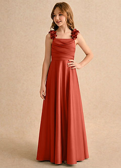 Azazie Rosita Girls Formal Flower Girl Klänningar Klä A-Line i Stretch Satin Plisserad image4