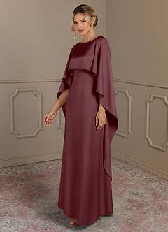 Azazie Eli Mother of the Bride Dresses Sangria Sheath Boatneck Stretch Satin Dress image3