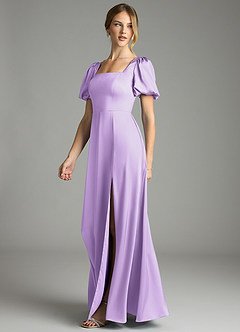 Azazie Fyona Robes de demoiselle d'honneur Robe Trapèze en Satin extensible Plissée Lilas image4