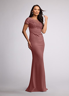 Azazie Susan Mother of the Bride Dresses Desert Rose Sheath Lace Stretch Crepe Dress image2