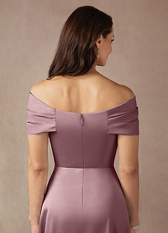 Azazie Amelia vestidos de madre de la novia Vestido de Rosa Polvorienta de Satén Elástico de Corte En A con Vestidos sin tirantes image8