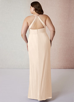 Azazie Becca Brautjungfernkleider Etui V-Hals Chiffon Kleid Alabaster Weiß image8