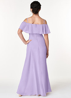 Azazie Maggie Junior Lilac A-Line Off the Shoulder Chiffon Dress image2