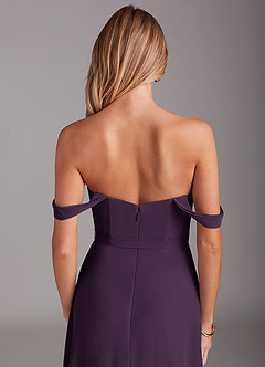 Azazie Aaron Bridesmaid Dresses Plum A-Line Off the Shoulder Chiffon Convertible Dress image8