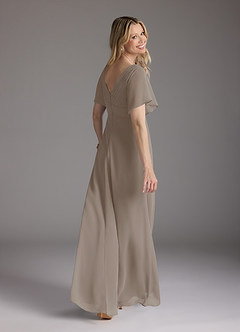 Azazie Alessa Mother of the Bride Dresses Taupe A-Line V-Neck Pleated Chiffon Dress image5