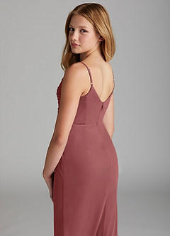 Azazie Deandra Junior Amethyst Sheath Mesh Dress image5