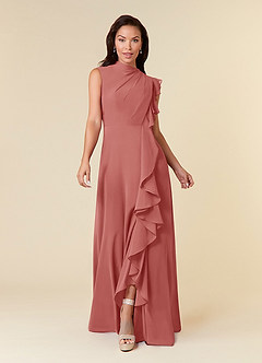 Azazie Narine 신부의 어머니 드레스 A라인 주름진 쉬폰 플로어 길이 드레스 image3