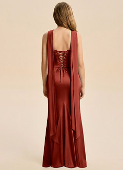 Azazie Sorrel Junior Robe Sirène en Satin extensible Rayé Terracotta image2