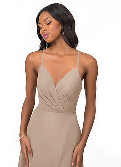Azazie Everleigh Bridesmaid Dresses Taupe A-Line Sweetheart Pleated Chiffon Dress image6