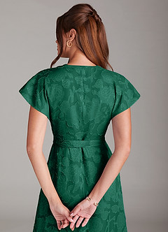 Azazie Ling Bridesmaid Dresses Emerald A-Line Pleated Floral Burnout Dress image8