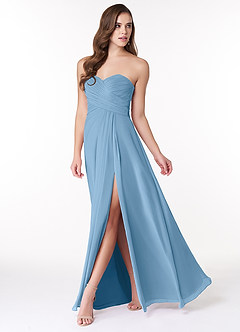 Azazie Arabella Allure Robes de demoiselle d'honneur Robe Trapèze Convertible en Mousseline de soie Encolure en Forme de Cœur Acier Bleuté image3