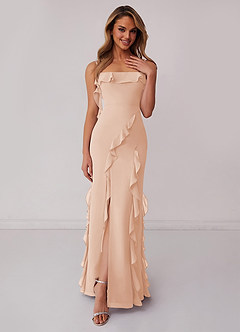 Barbie ♥ Azazie Bridesmaid Dresses English Rose Sheath Bow Chiffon Dress image1