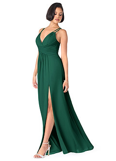 Azazie Farren Bridesmaid Dresses Emerald A-Line Pleated Chiffon Convertible Dress image3