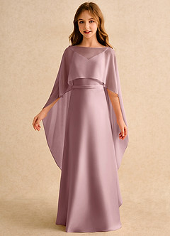 Azazie Fishie Junior Formal Sukienki dla dziewczynek sypiących kwiaty Linia A Matowy satynowy Długość podłogi Sukienka image5