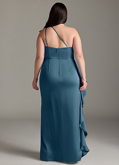Azazie Latrice Bridesmaid Dresses Bermuda Sheath One Shoulder Cascading Ruffles Stretch Satin Dress image7