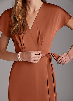 Azazie Nico Brudtärnklänningar Klänning av A-Line i Stretch Satin V-ringad Cederros image7