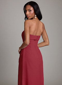 Azazie Aretha Bridesmaid Dresses Pomegranate A-Line Strapless Chiffon Dress image4