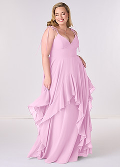 Barbie ♥ Azazie Bridesmaid Dresses V-neck Chiffon Tiered A-line Dress image6