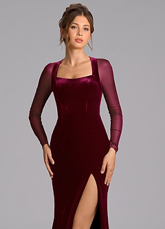 Azazie Megan Abiti da Damigella Abito Sirena in Maglia Manica Lunga Cabernet image6