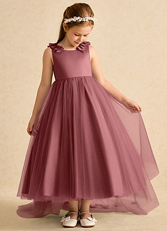 Azazie Lorita Robe Demoiselle D'honneur Fillette Robe Trapèze en Tulle Perlé Améthyste image5