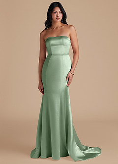 Azazie Aura Bridesmaid Dresses Matcha Mermaid Metallic Satin Convertible Dress image1