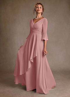 Azazie Eire Mother of the Bride Dresses Dusty Rose A-Line Pleated Chiffon Dress image3