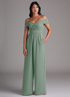 Azazie Lamara Šaty pro družičky Overal Z ramene Z ramene Šifón image1