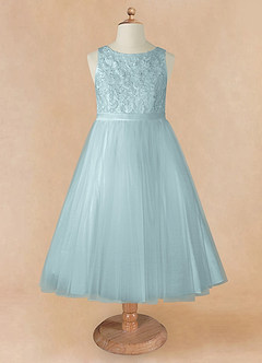 Azazie Calla Flower Girl Dresses Mist Ball-Gown Lace Tulle Dress image7
