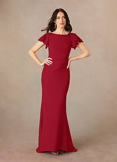 Azazie Peppermint Mother of the Bride Dresses Scarlet Mermaid Scoop Ruched Stretch Crepe Dress image1