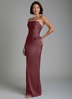 Azazie Harlow Bridesmaid Dresses Sangria Sheath Corset Stretch Satin Dress image7