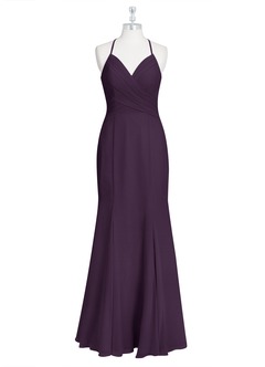 Azazie Carolina Bridesmaid Dresses Plum Mermaid Ruched Chiffon Dress image6