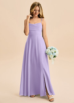 Azazie Bear Junior Lilac A-Line Pleated Chiffon Dress image3