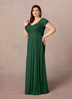 Azazie Macy Mother of the Bride Dresses Dark Green A-Line V-Neck Sequin Lace Lace Dress image7