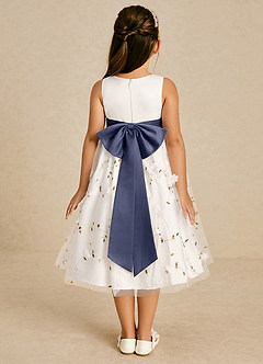 Azazie Pollie Flower Girl Dresses Ivory Stormy A-Line Bow Tulle Dress image2